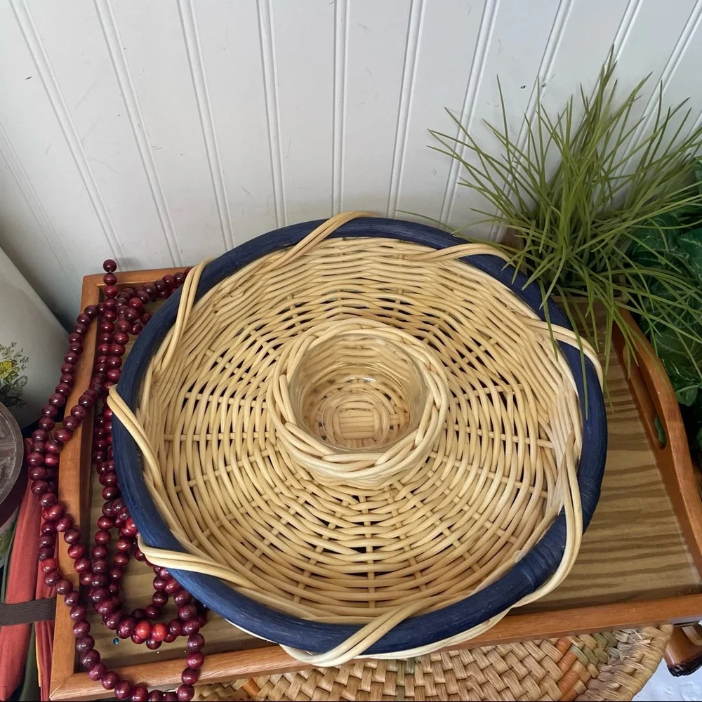 Vintage Wicker Charcuterie Serving Basket